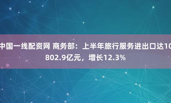 中国一线配资网 商务部：上半年旅行服务进出口达10802.9亿元，增长12.3%